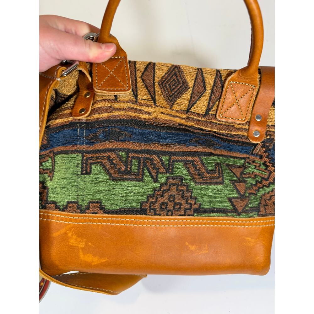 Miss L Fire Crossbody Purse Leather And Woven Textile Made In California Rare - Picture 2 of 5